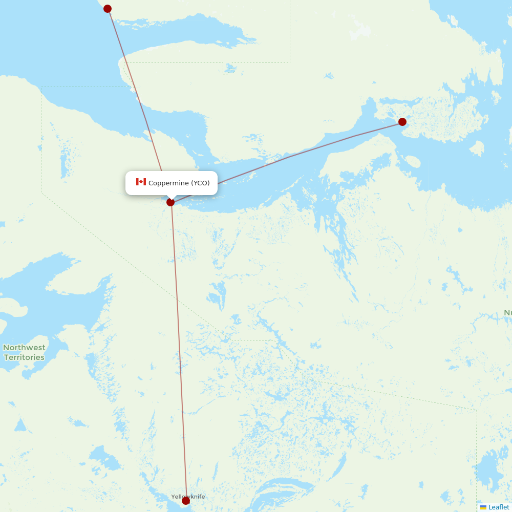 Canadian North at YCO route map