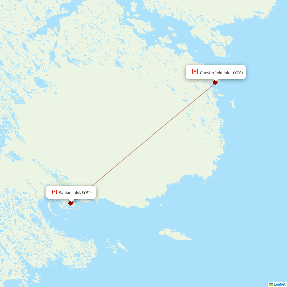 Calm Air International at YCS route map