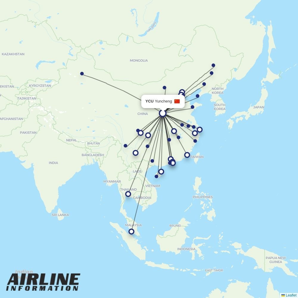 Shenzhen Airlines routes from YCU