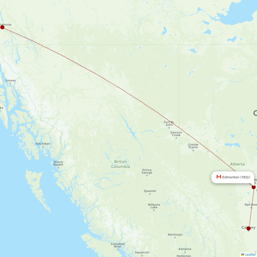 Air North at YEG route map