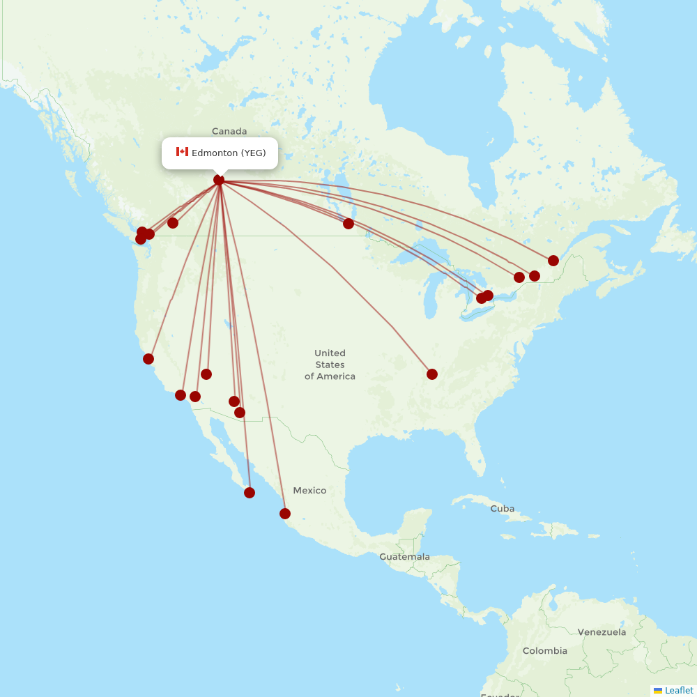 Flair Airlines at YEG route map