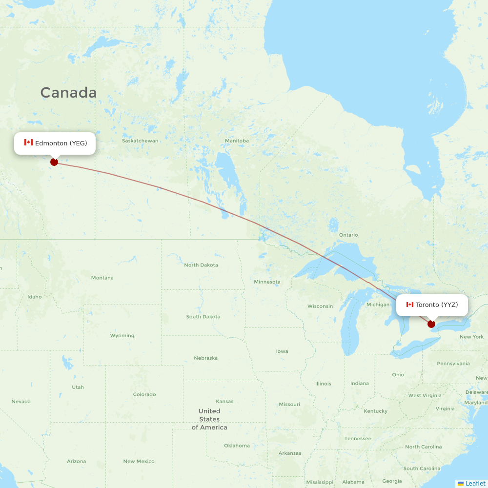 Porter Airlines at YEG route map