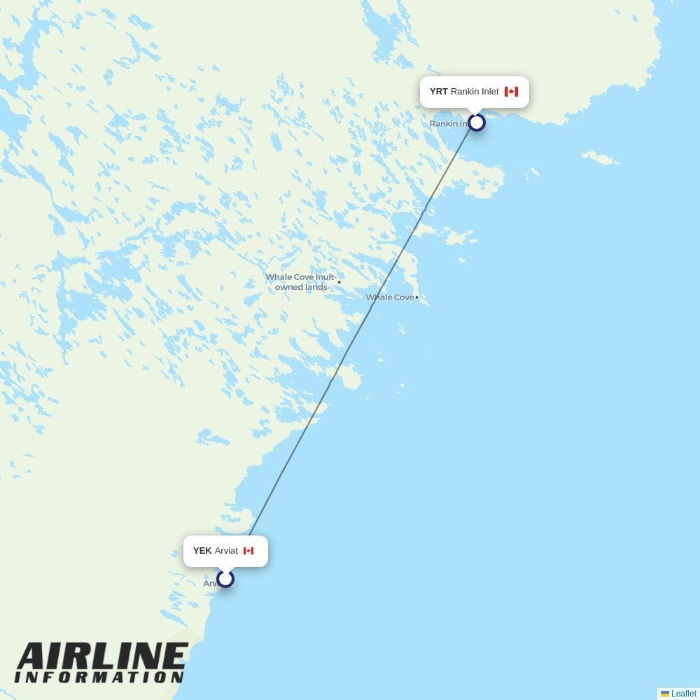 Calm Air International routes from YEK