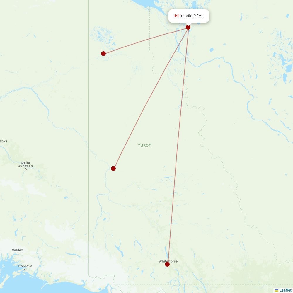 Air North at YEV route map