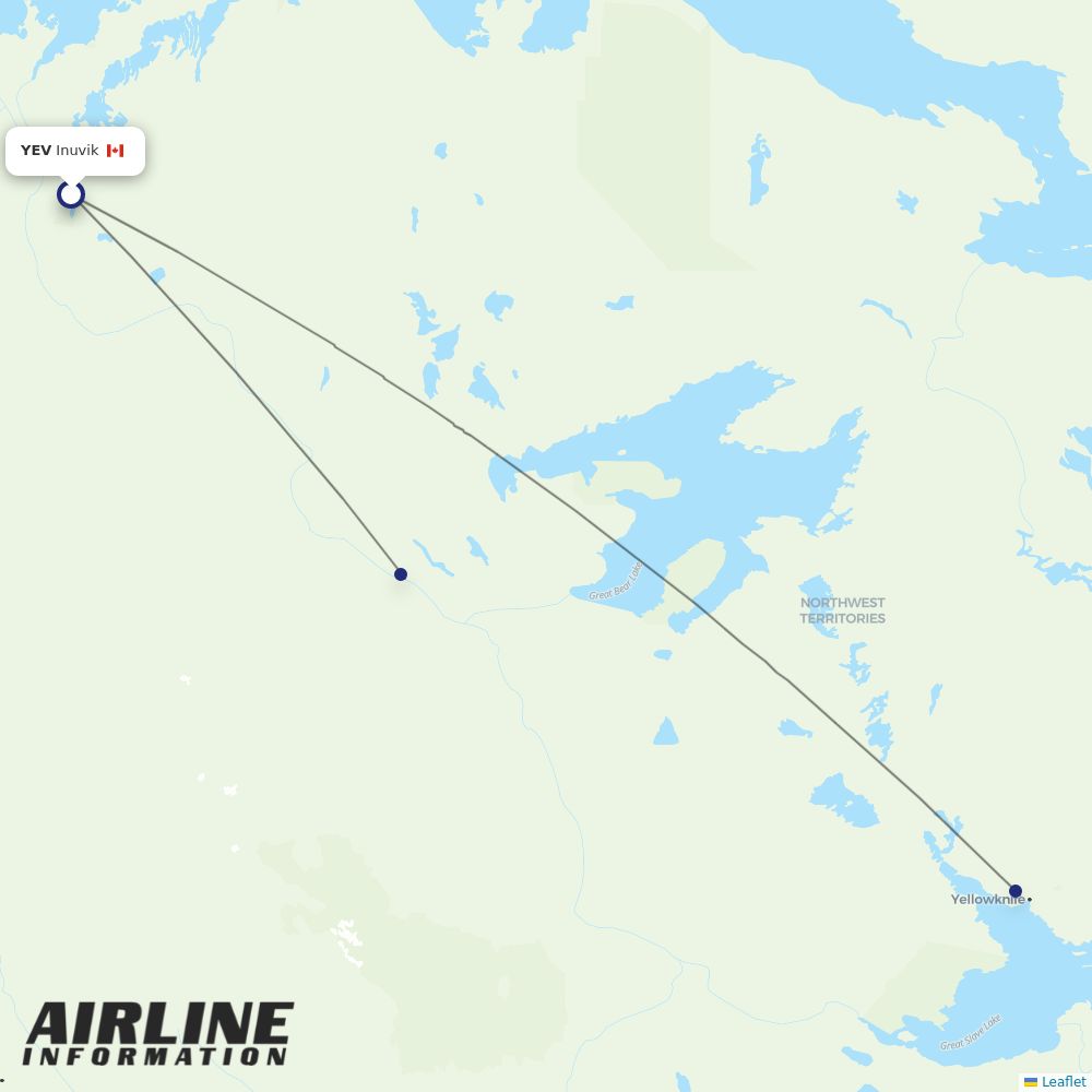 Canadian North routes from YEV