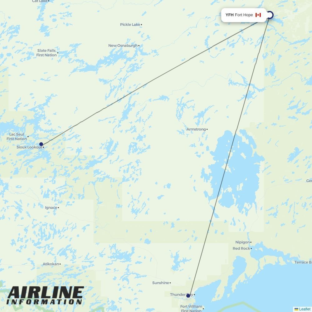 North Star Air routes from YFH