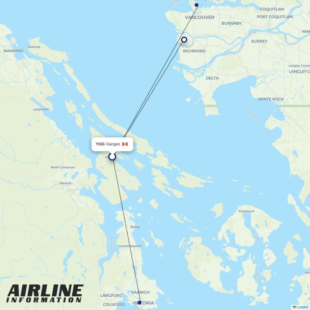 Harbour Air routes from YGG