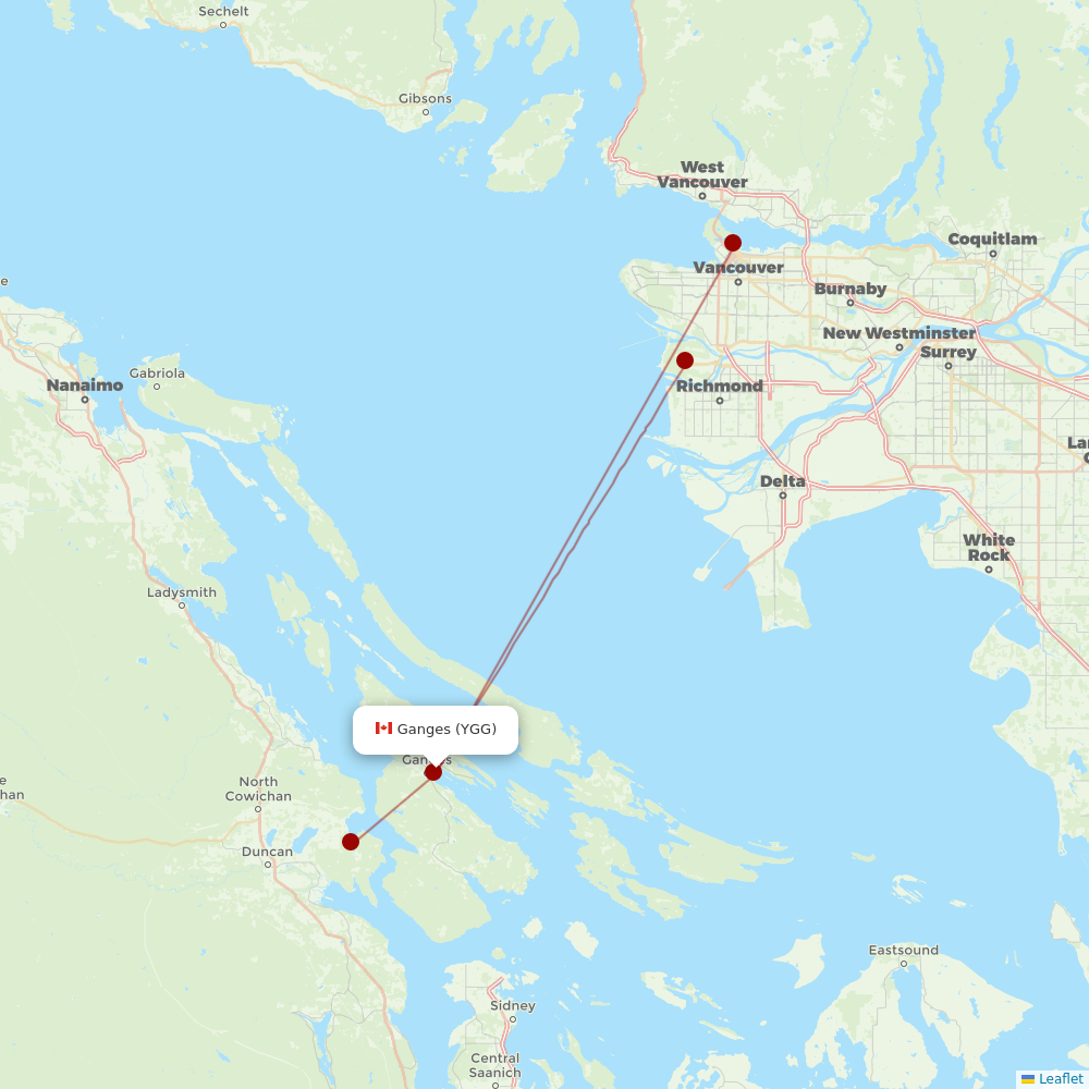 Harbour Air at YGG route map