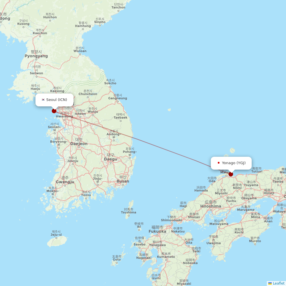Air Seoul at YGJ route map