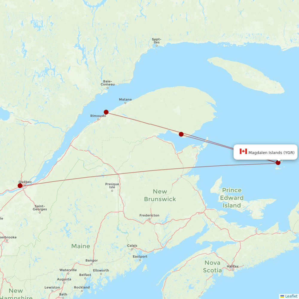 Pascan at YGR route map