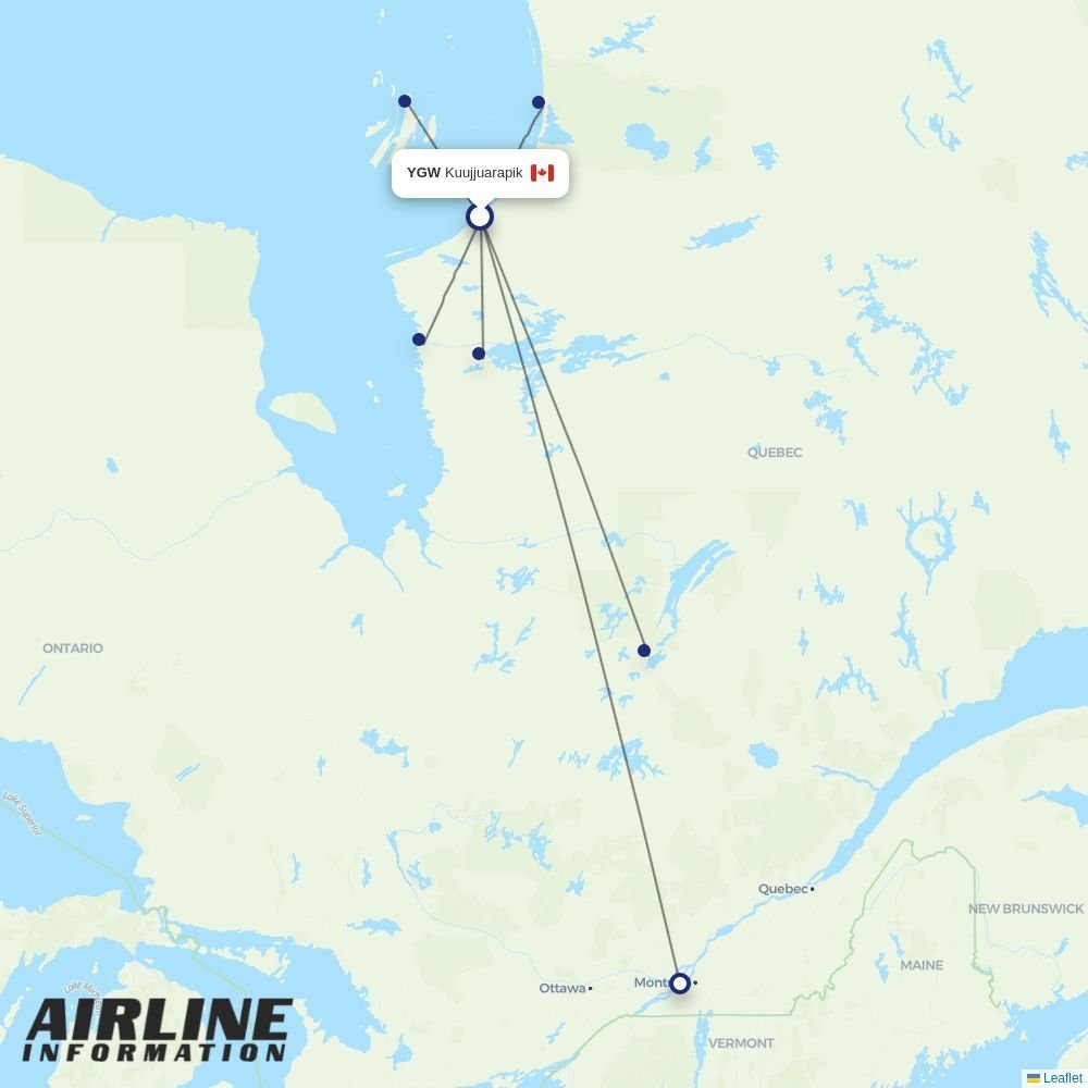Air Inuit routes from YGW