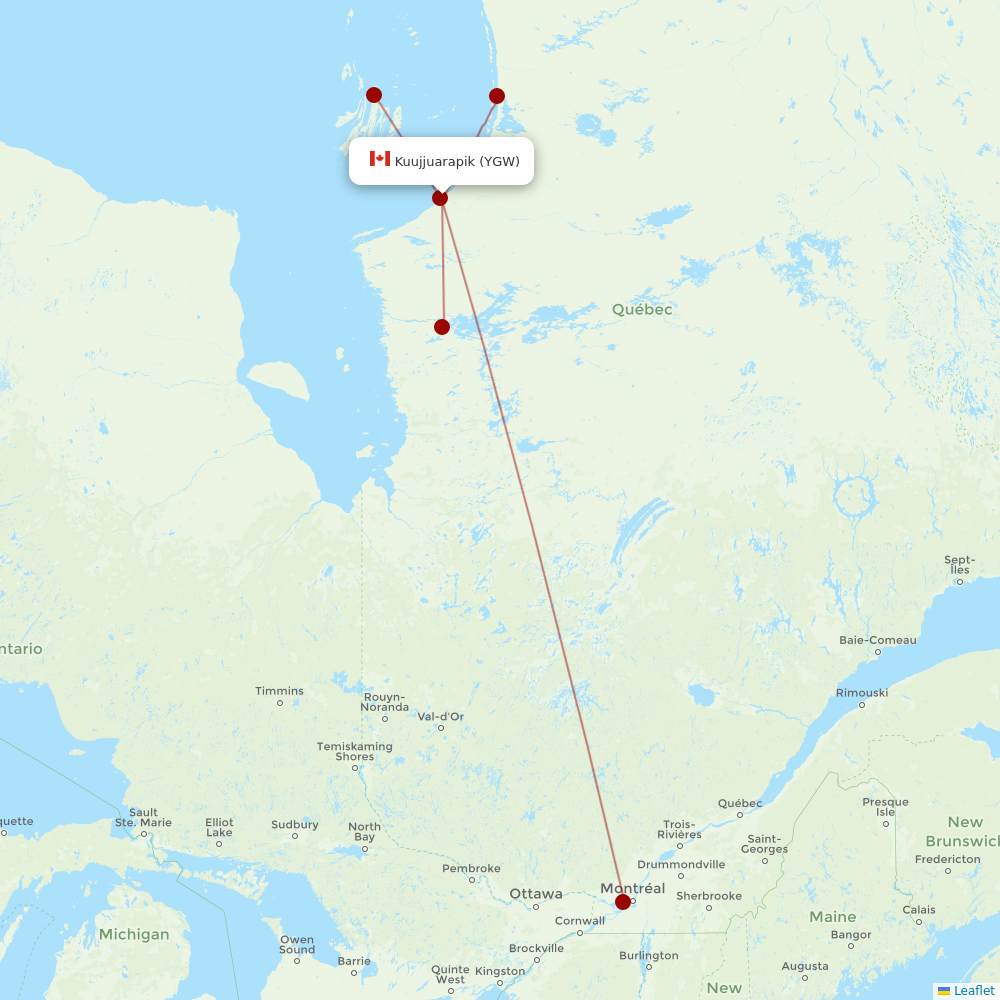 Air Inuit at YGW route map
