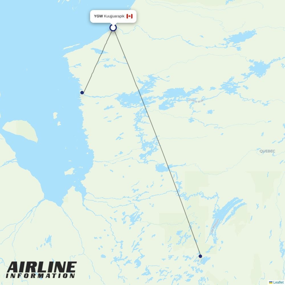 Air Creebec routes from YGW