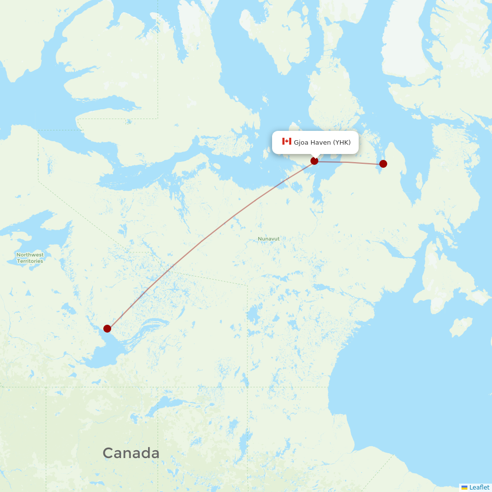 Canadian North at YHK route map