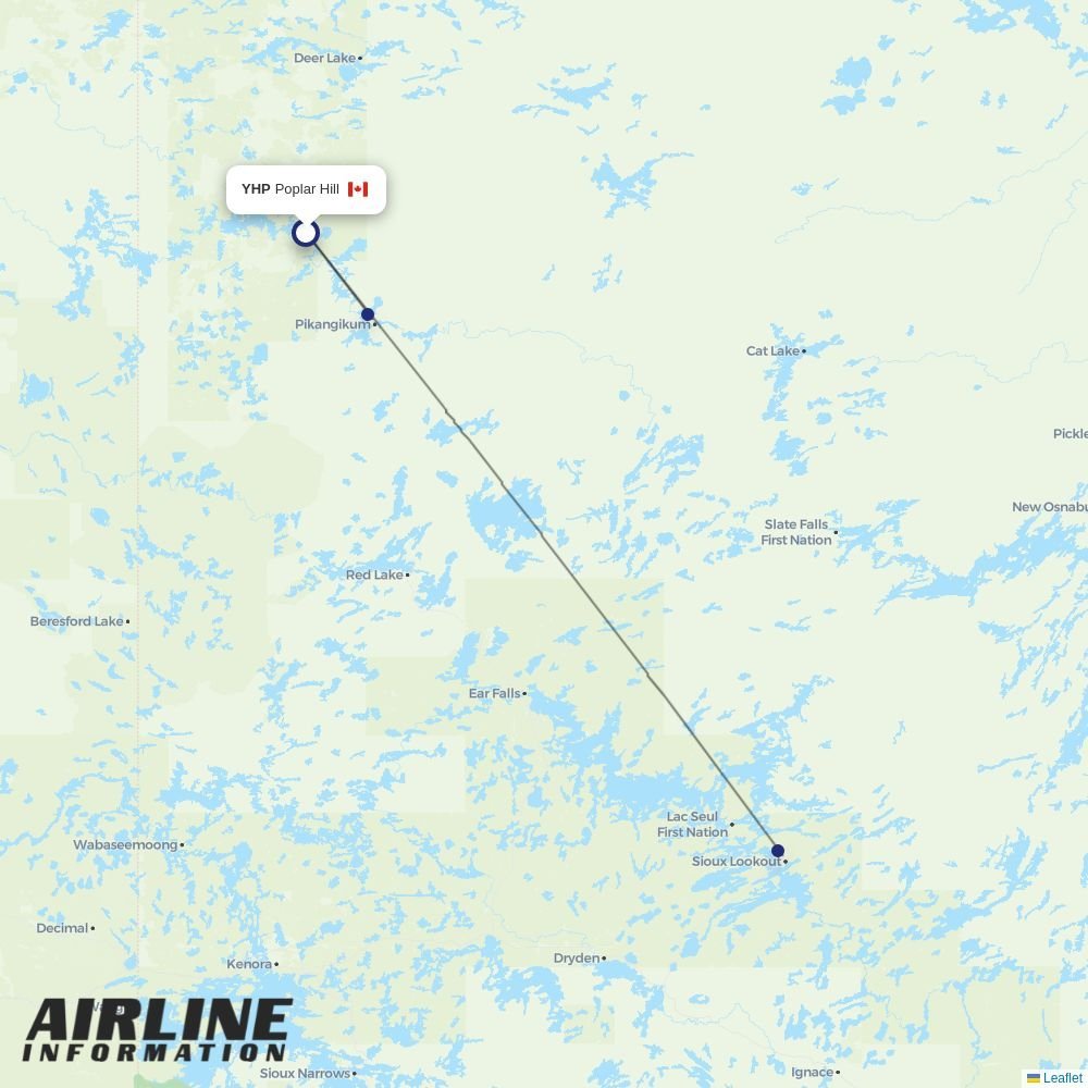 Wasaya Airways routes from YHP