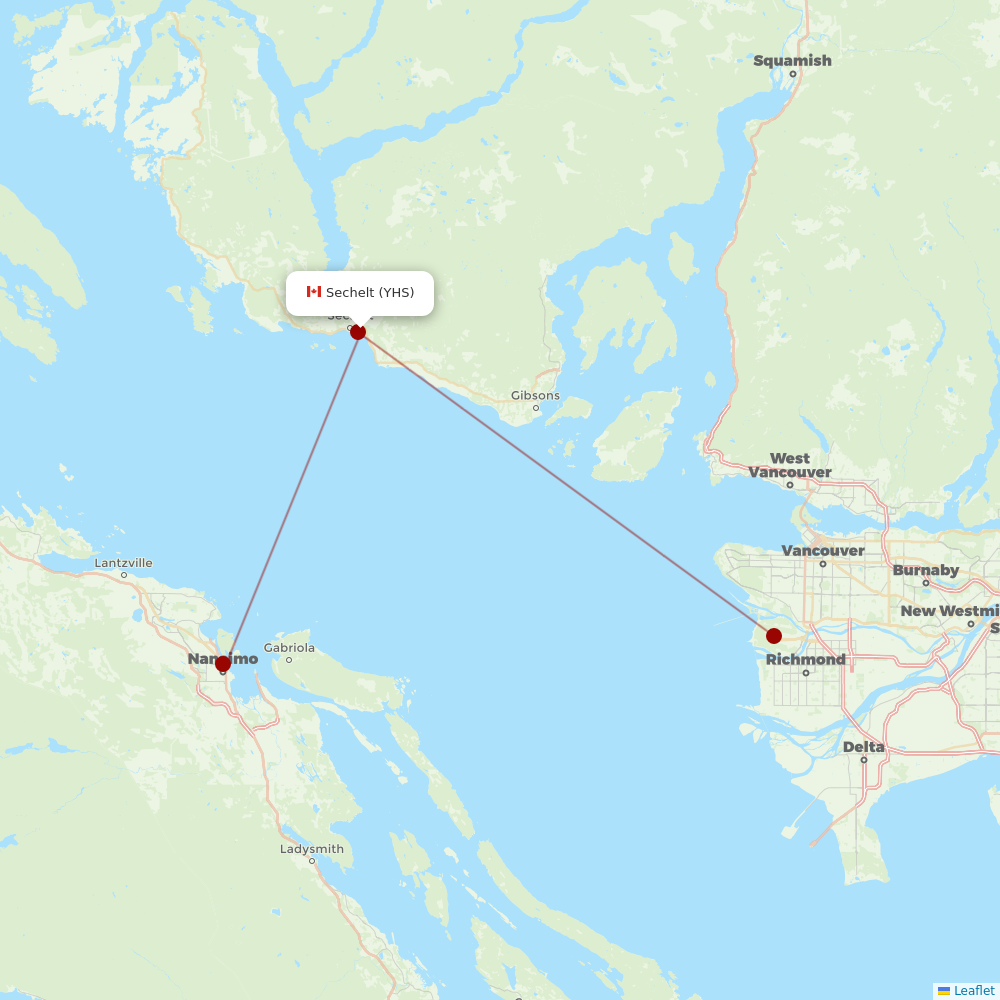 Harbour Air at YHS route map