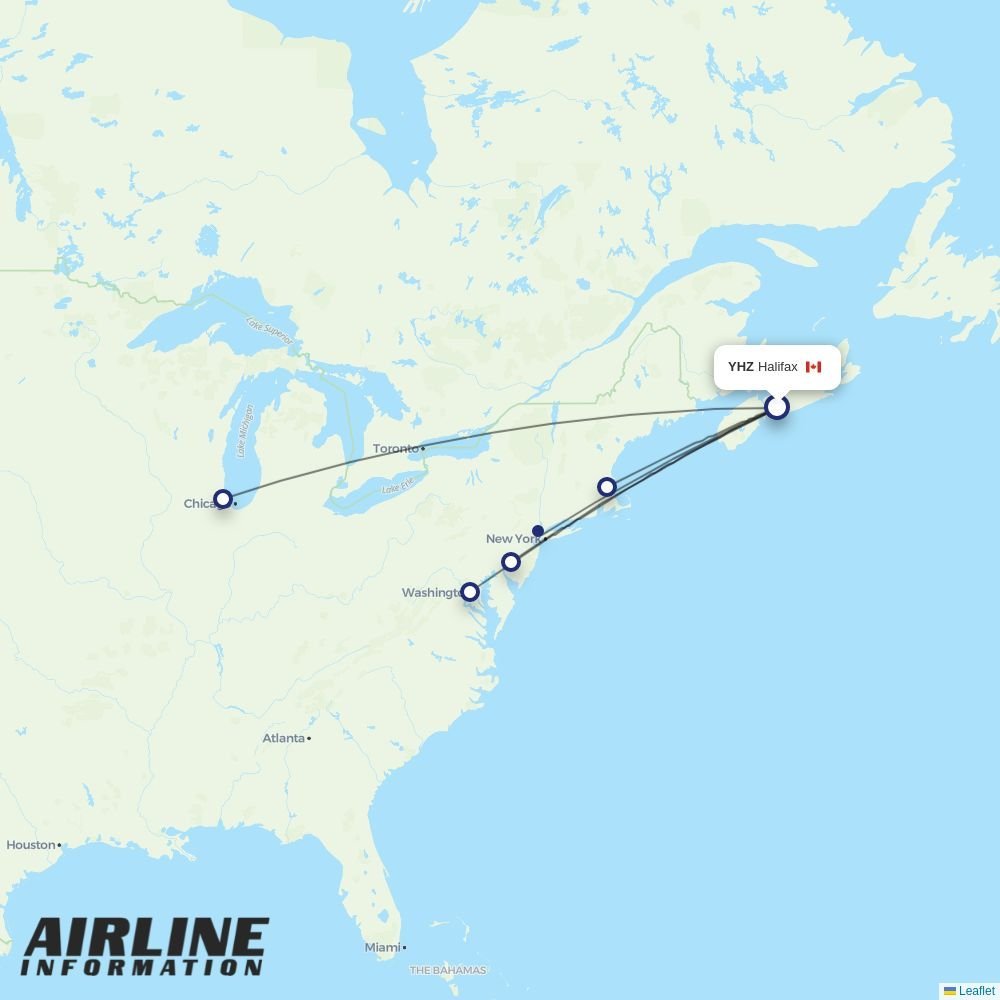 American Airlines routes from YHZ