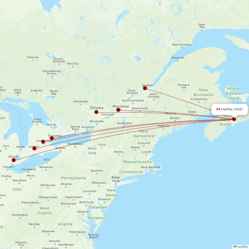 Flair Airlines at YHZ route map