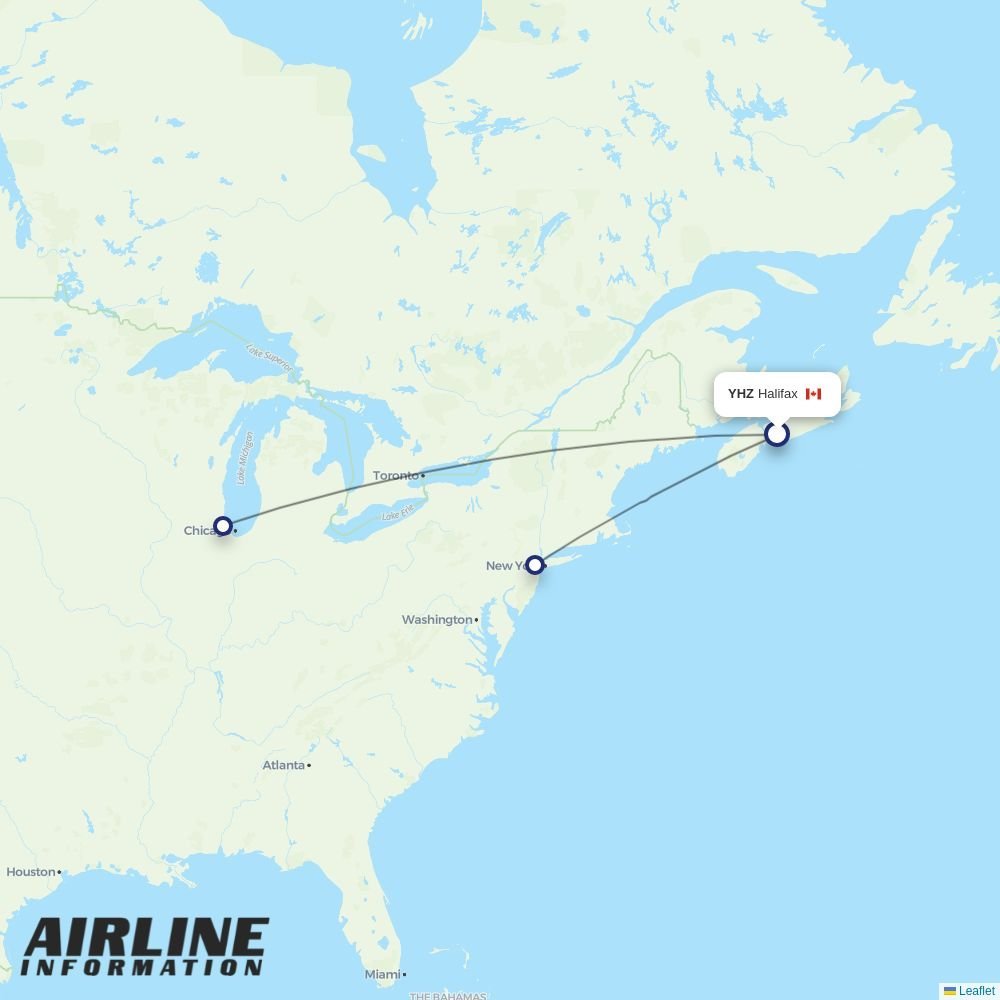 United routes from YHZ