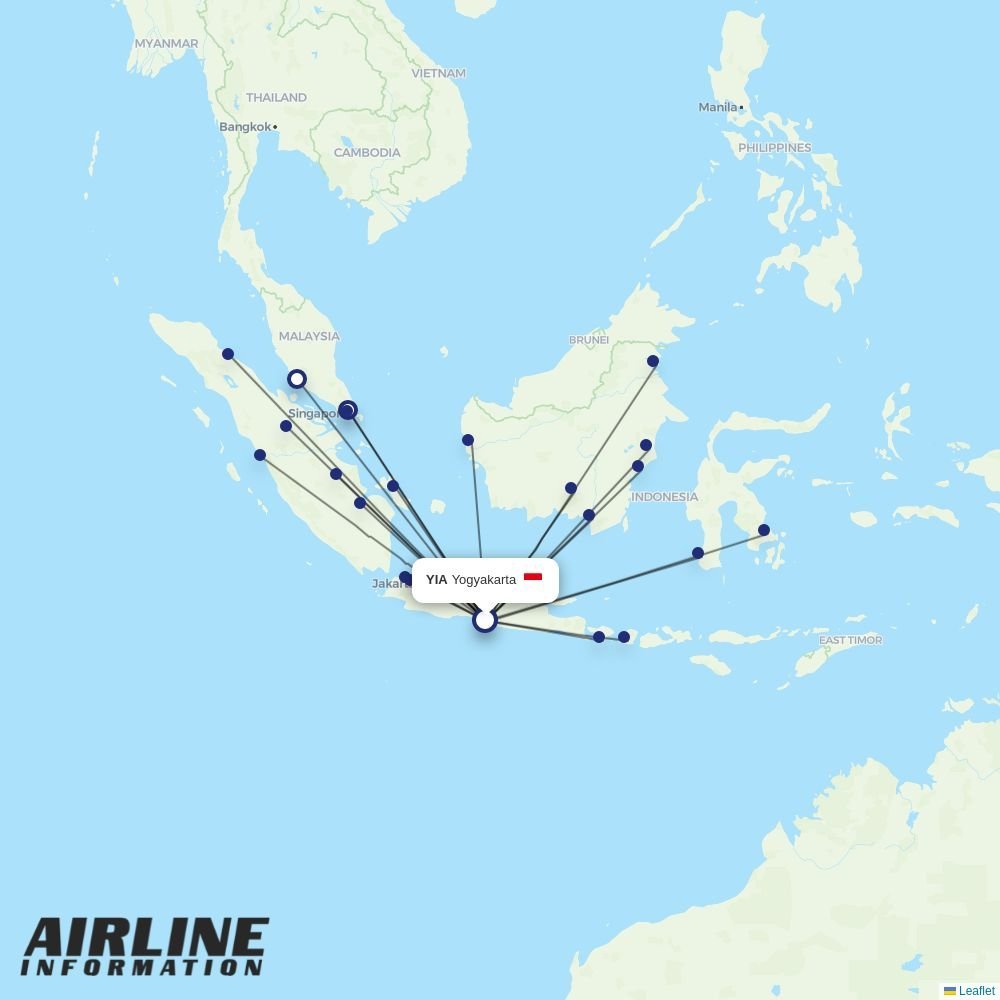 Garuda Indonesia routes from YIA