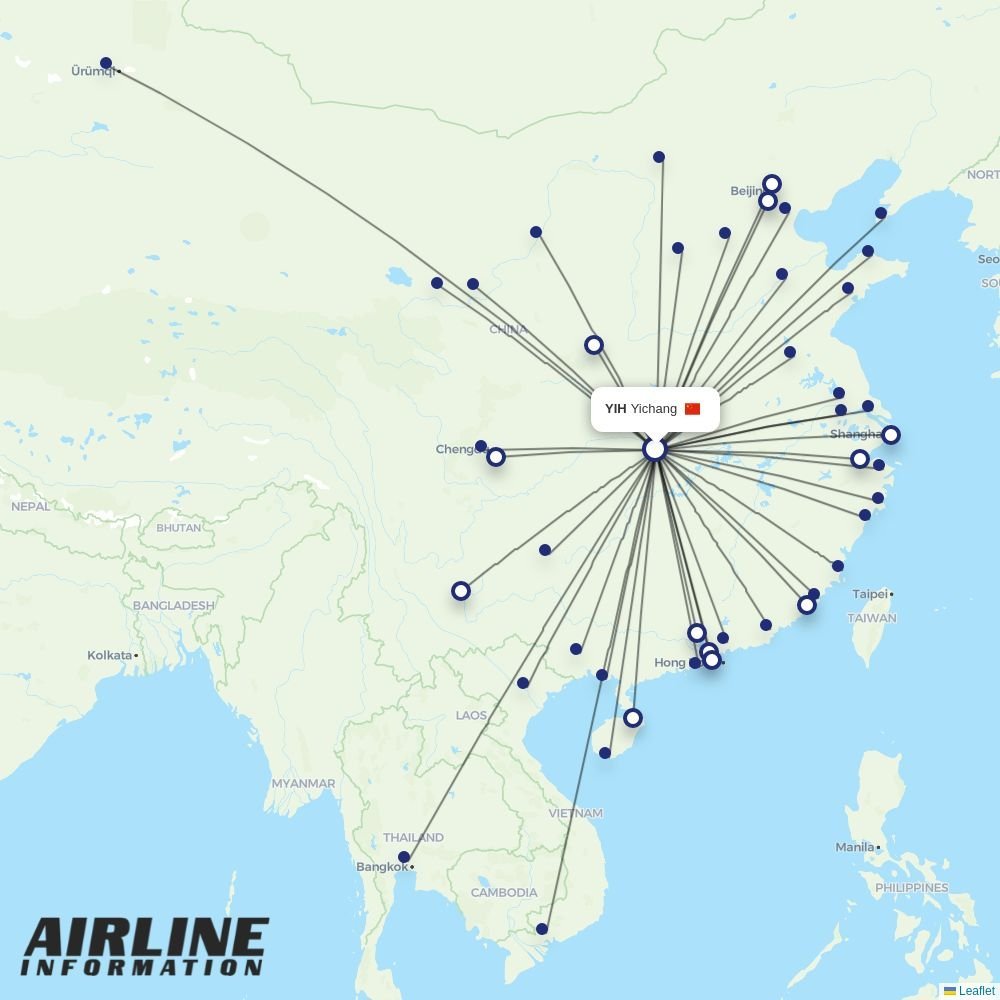 Air Changan routes from YIH