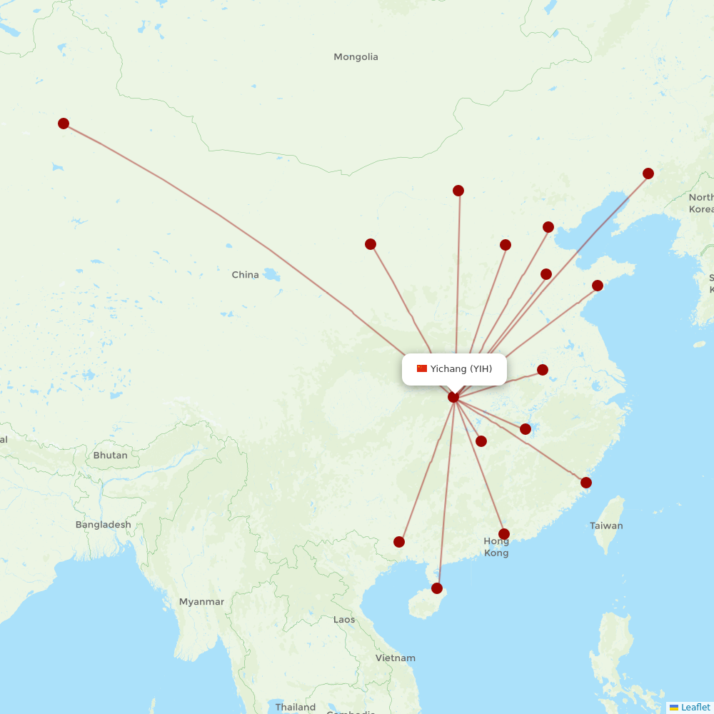 Guangxi Beibu Gulf Airlines at YIH route map