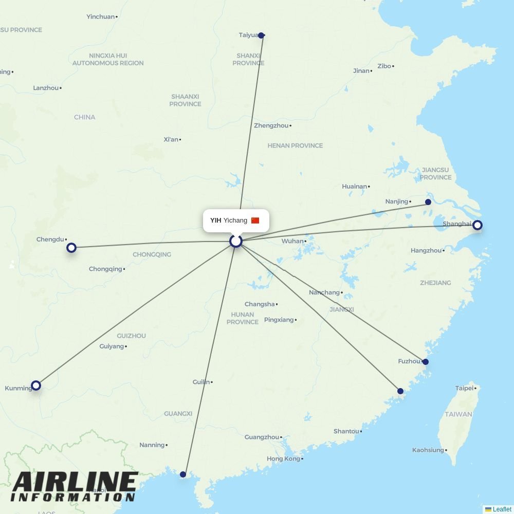 China Eastern routes from YIH