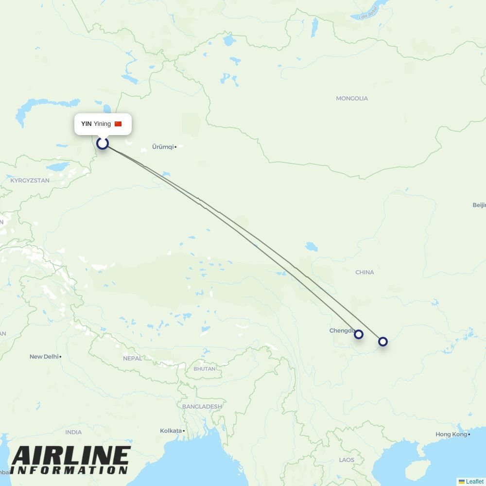 Sichuan Airlines routes from YIN