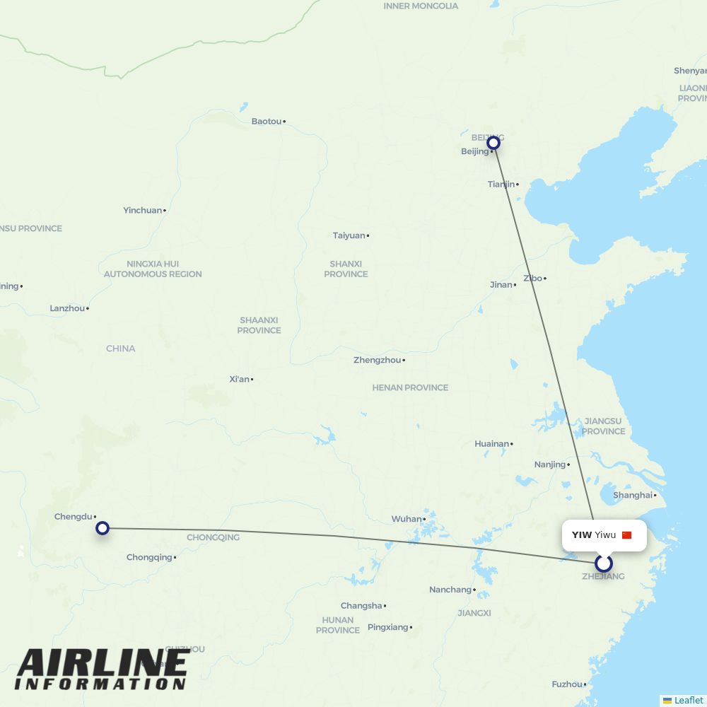 Air China routes from YIW