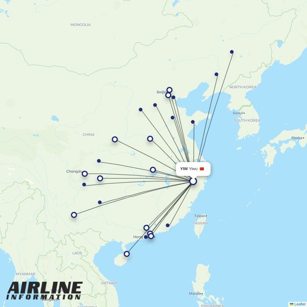 China United Airlines routes from YIW