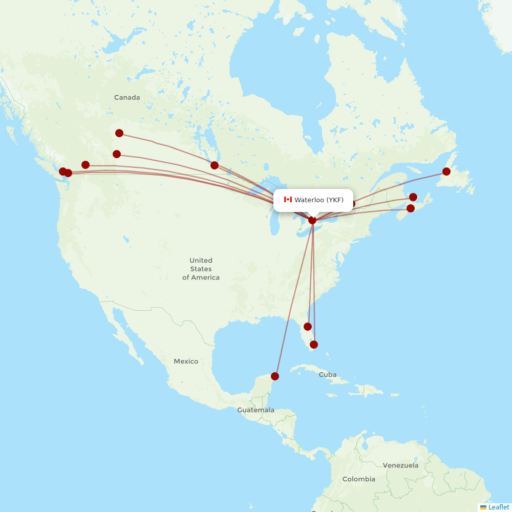 Flair Airlines at YKF route map
