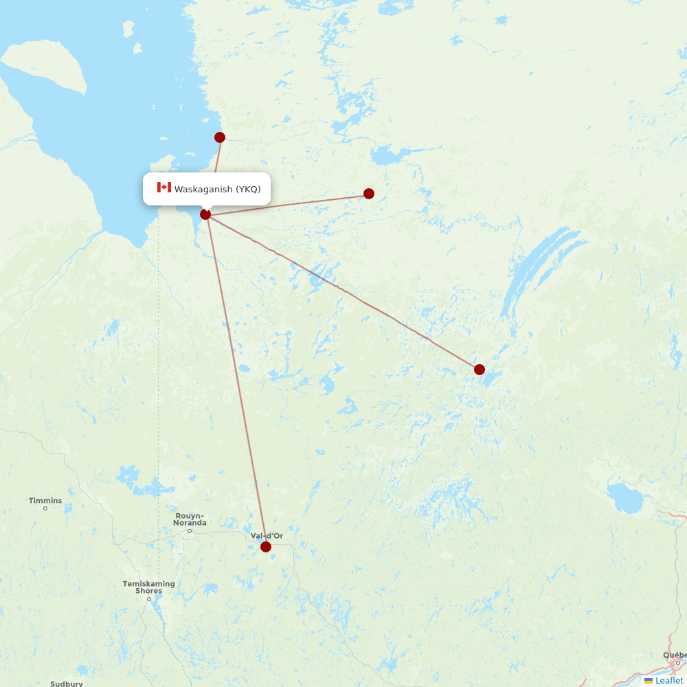 Air Creebec at YKQ route map
