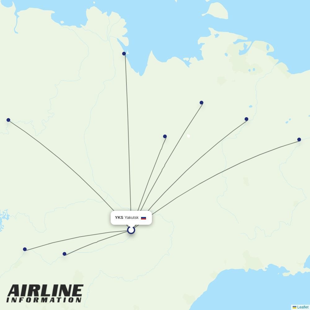 IrAero routes from YKS