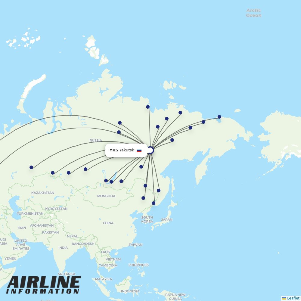 Yakutia routes from YKS