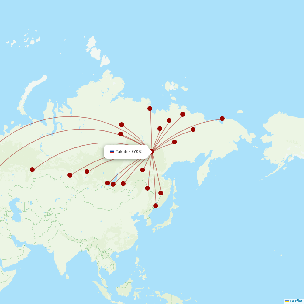 Yakutia at YKS route map