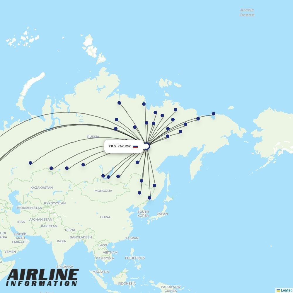 S7 Airlines routes from YKS