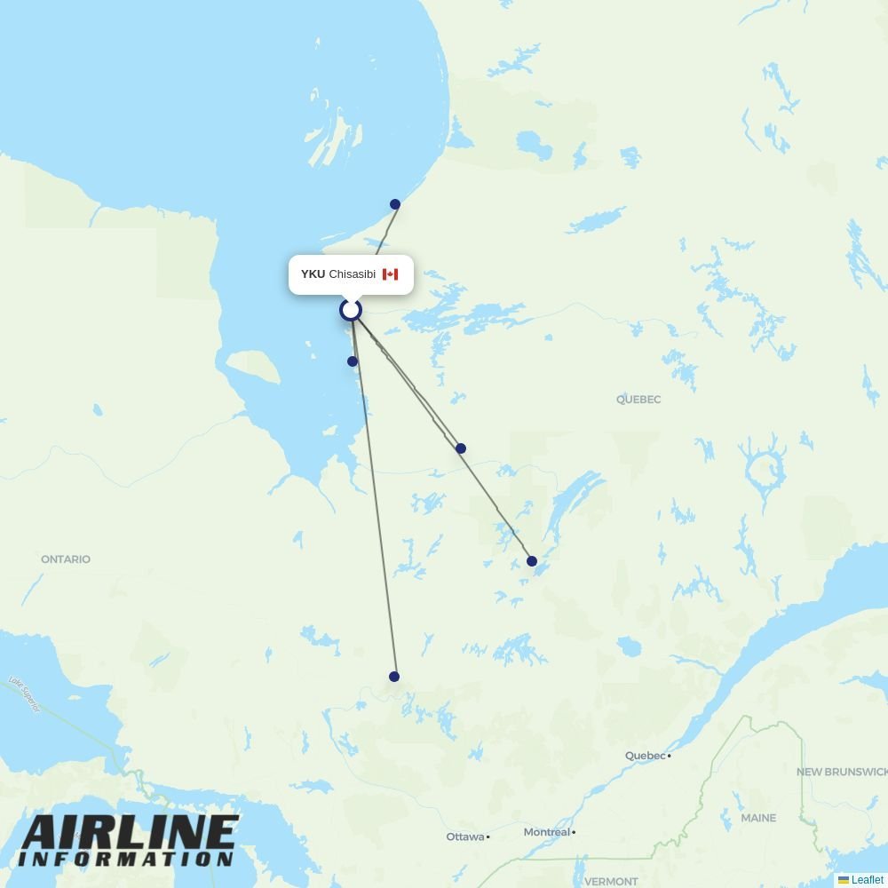 Air Creebec routes from YKU