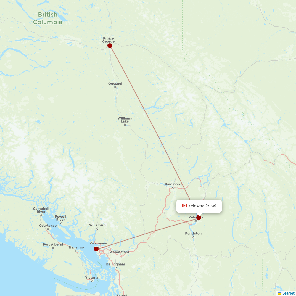 CMA at YLW route map