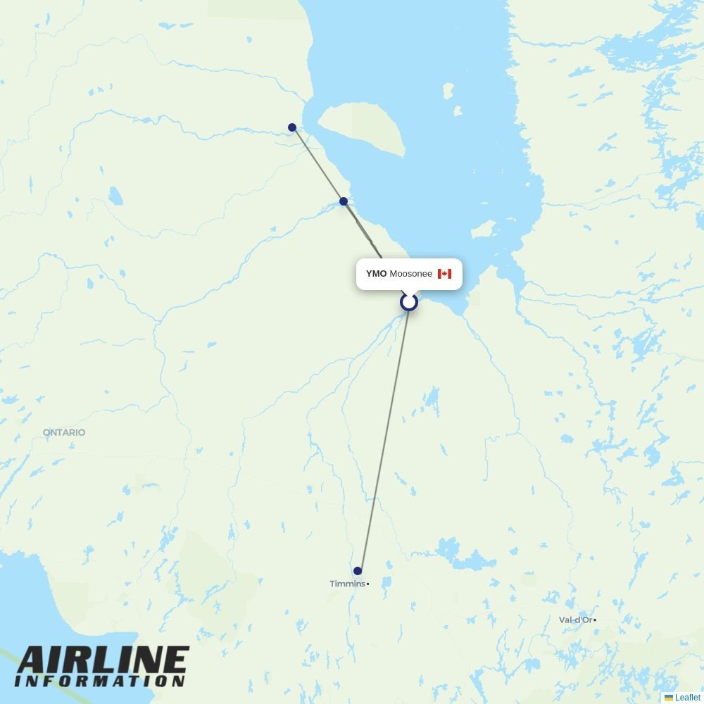 Air Creebec routes from YMO