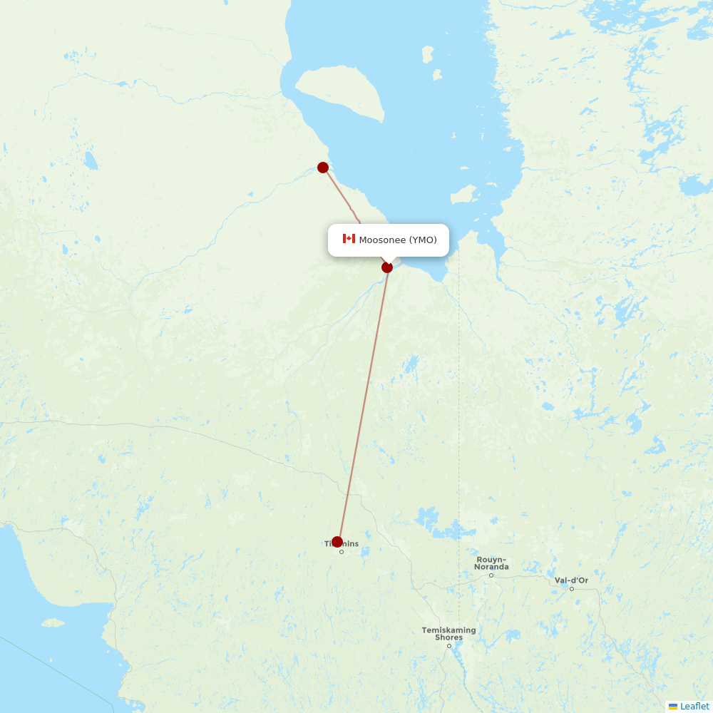 Air Creebec at YMO route map