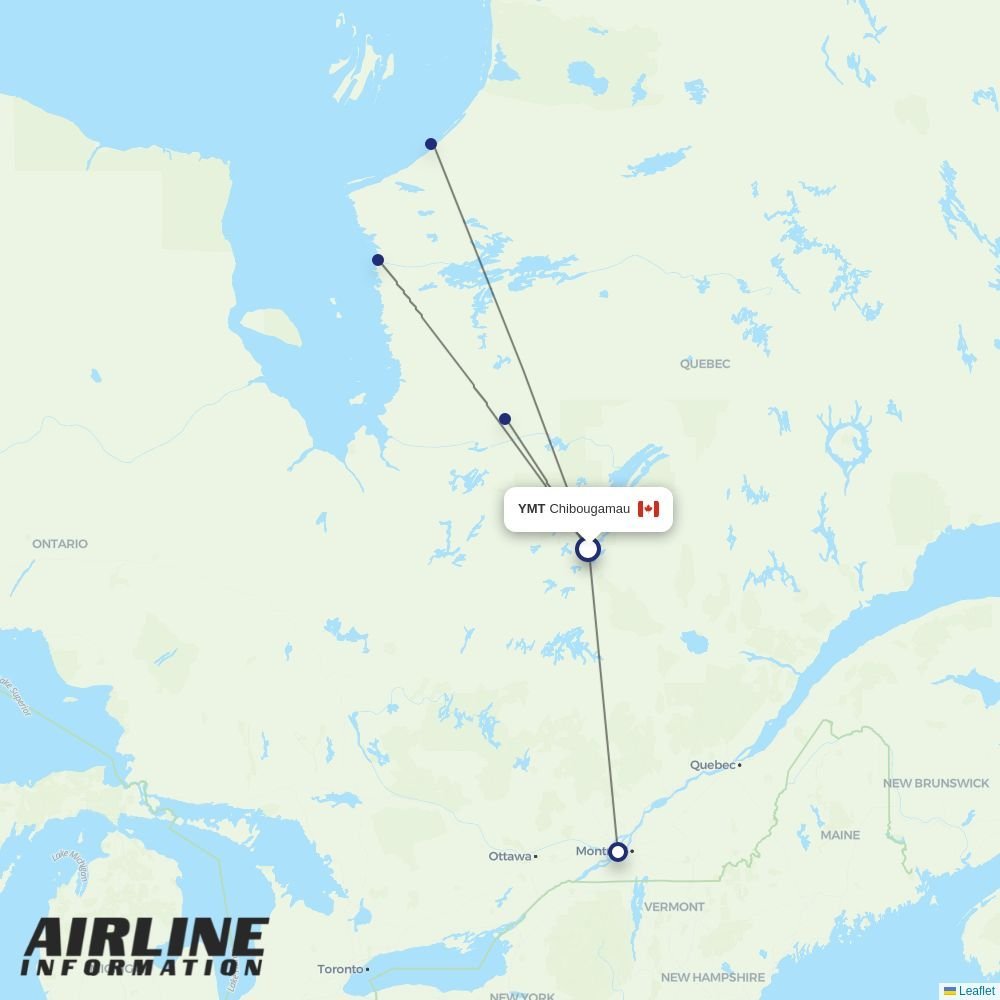 Air Creebec routes from YMT