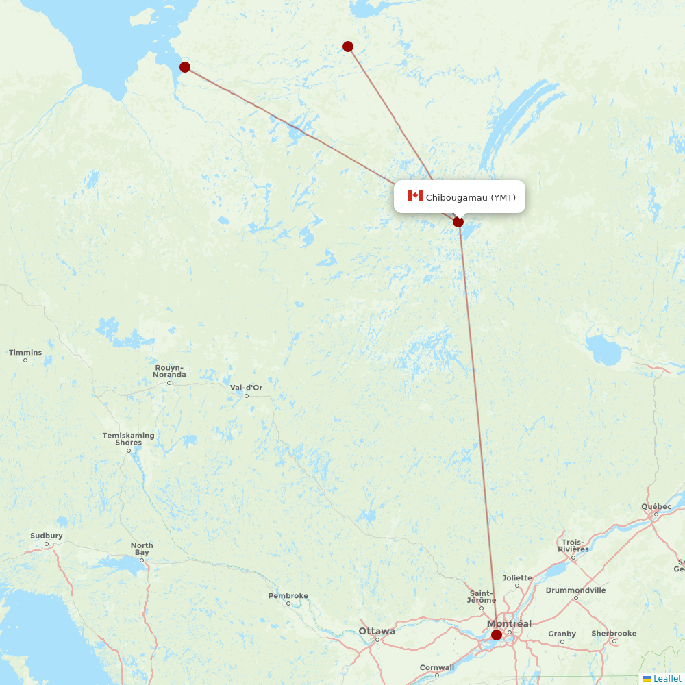 Air Creebec at YMT route map