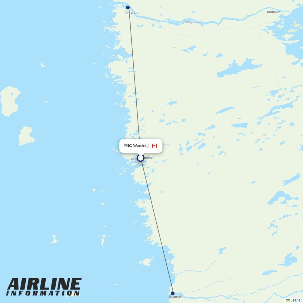 Air Creebec routes from YNC