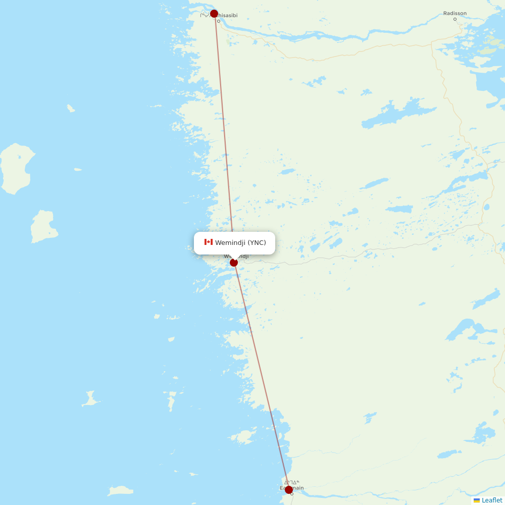 Air Creebec at YNC route map