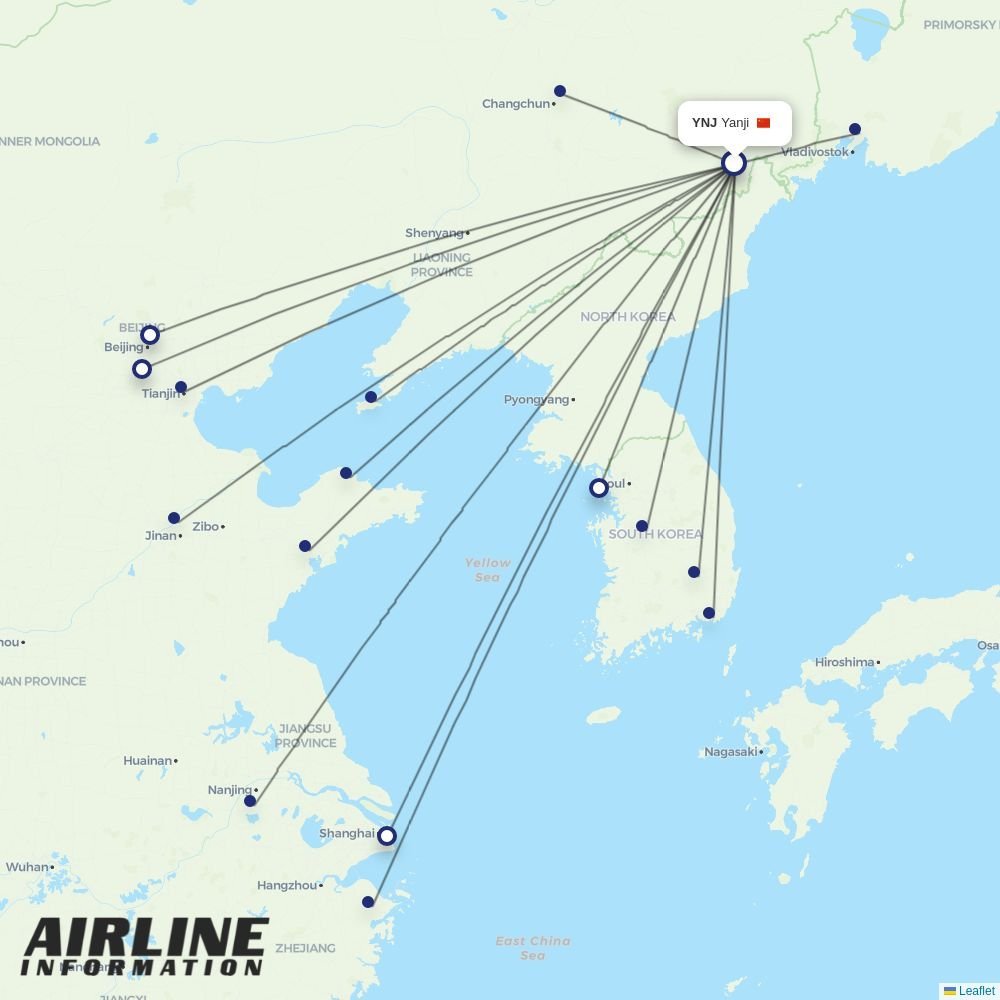 Air China routes from YNJ