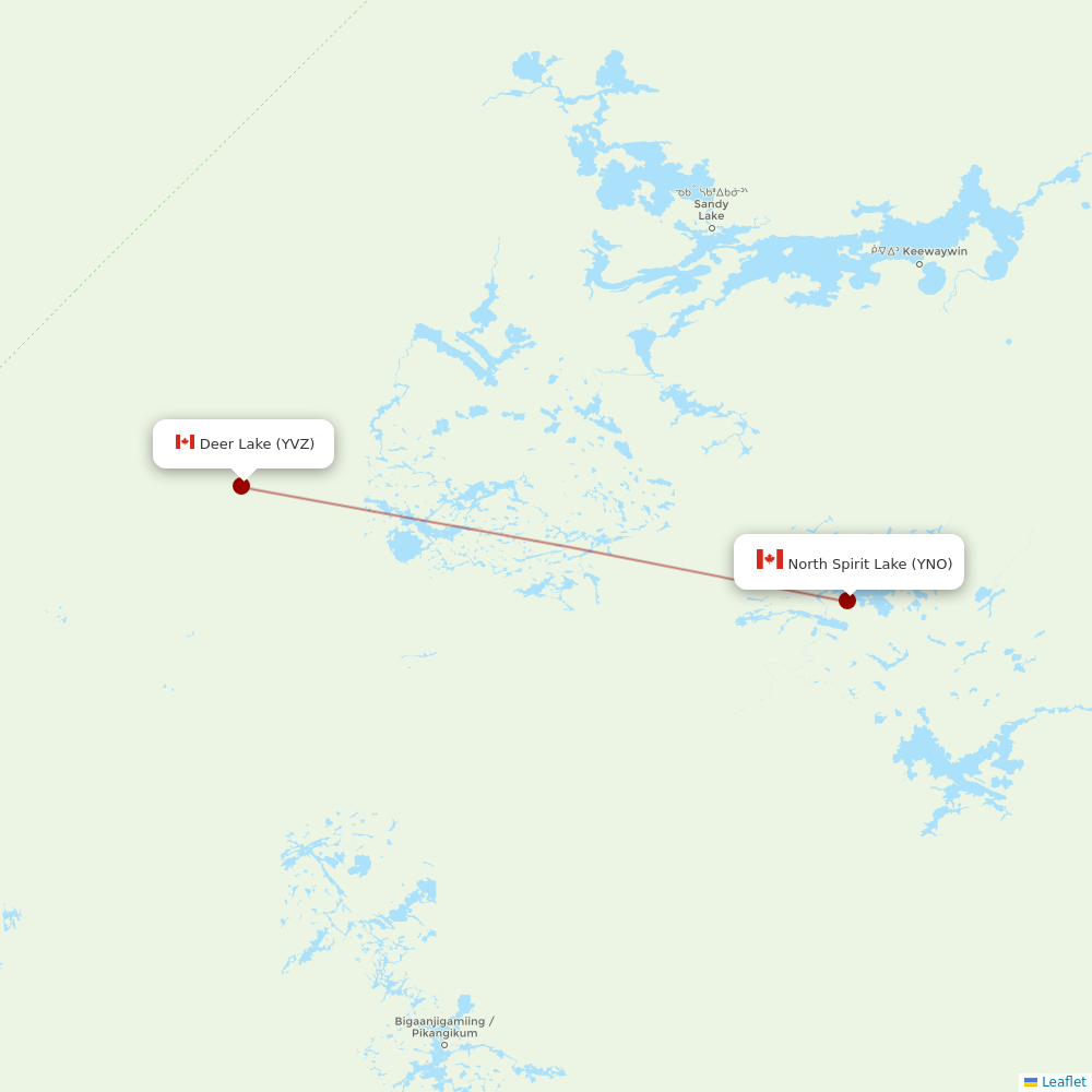 Bearskin Airlines at YNO route map