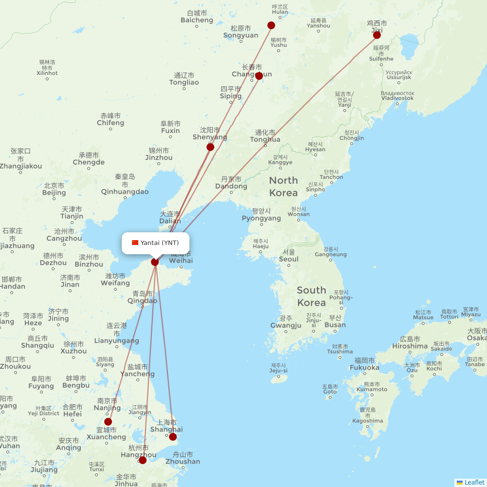 Loong Air at YNT route map