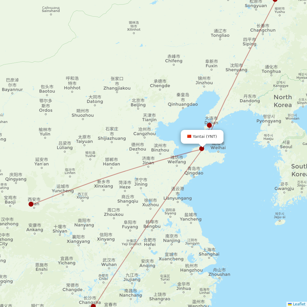 Joy Air at YNT route map