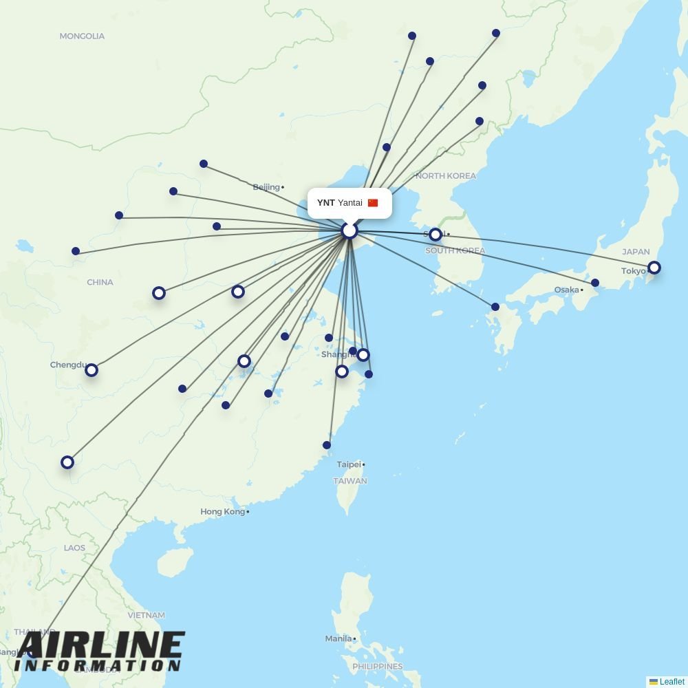 China Eastern routes from YNT