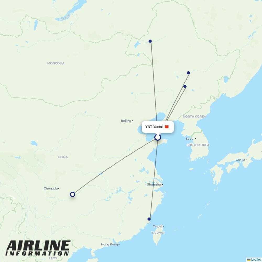 Qingdao Airlines routes from YNT